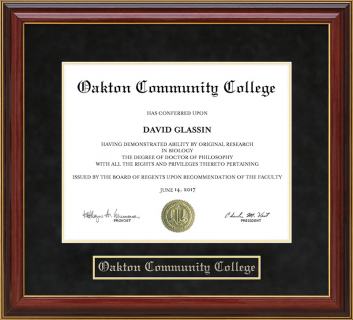 Oakton Community College Mahogany Diploma Frame