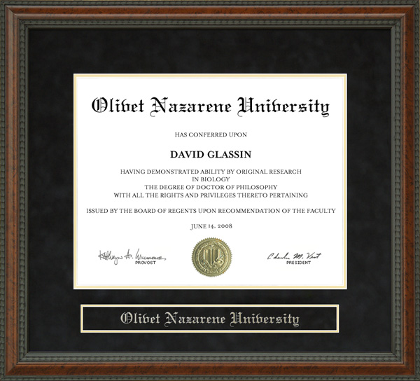 Olivet Nazarene University (ONU) Diploma Frame