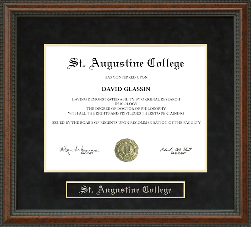 St. Augustine College Diploma Frame