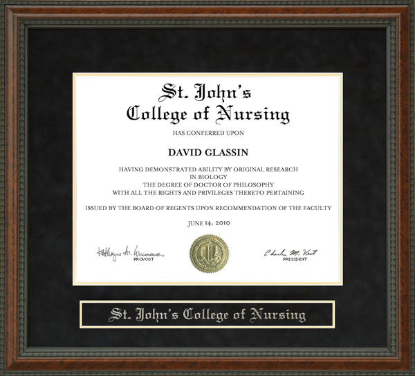 St. John's College of Nursing Diploma Frame