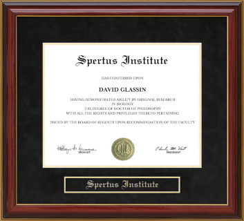 Spertus Institute Mahogany Diploma Frame
