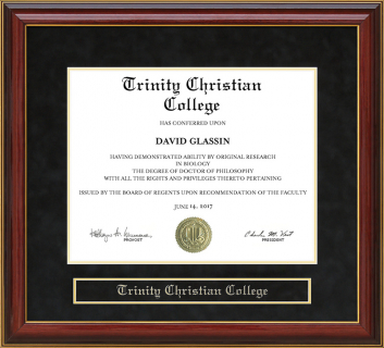 Trinity Christian College (TCC) Mahogany Diploma Frame