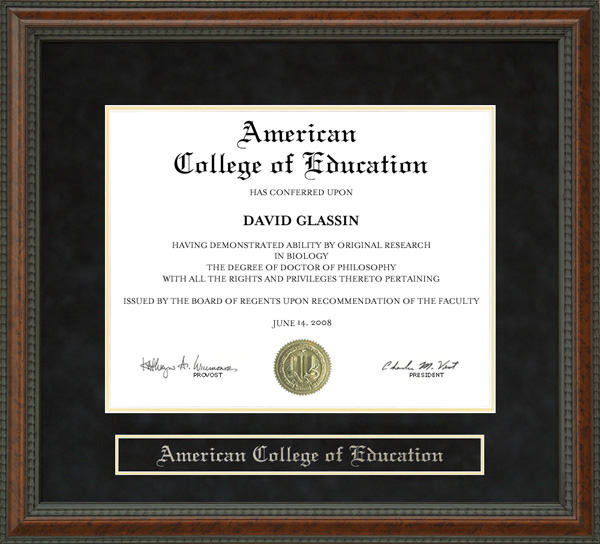 American College of Education (ACE) Diploma Frame