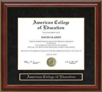 American College of Education (ACE) Mahogany Diploma Frame