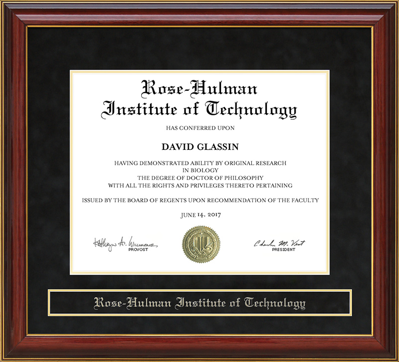 Rose-Hulman Institute of Technology Mahogany Diploma Frame
