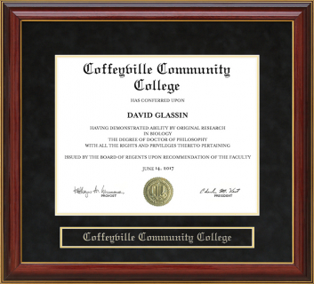 Coffeyville Community College Mahogany Diploma Frame