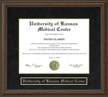 University of Kansas Medical Center (KUMC) Diploma Frame
