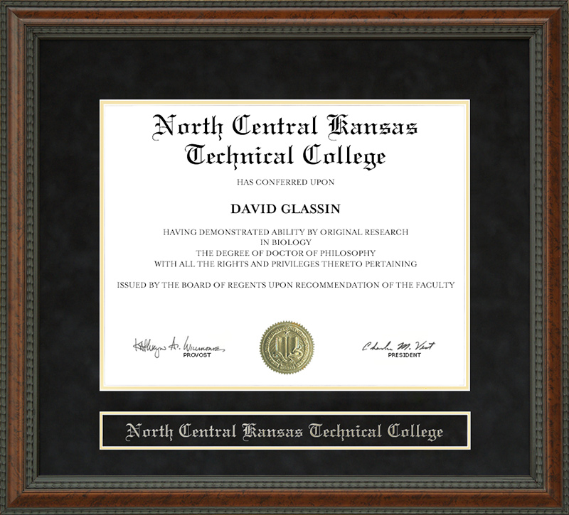 North Central Kansas Technical College Diploma Frame