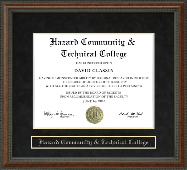 Hazard Community & Technical College (HCTC) Diploma Frame