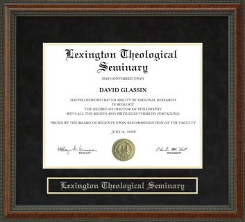 Lexington Theological Seminary (LTS) Diploma Frame