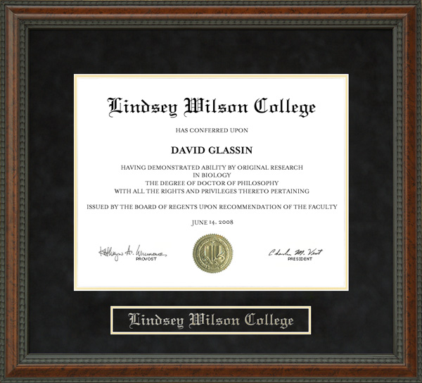 Lindsey Wilson College (LWC) Diploma Frame