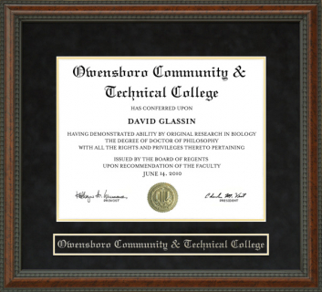 Owensboro Community & Technical College (OCTC) Diploma Frame