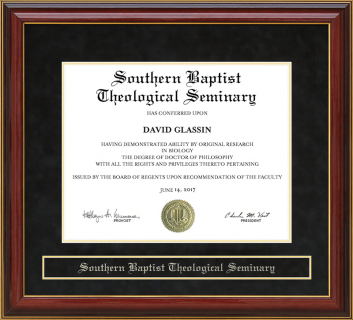 Southern Baptist Theological Seminary (SBTS) Mahogany Diploma Frame