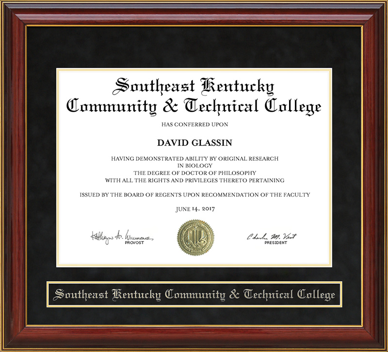 Southeast Kentucky Community & Technical College (SKCTC) Mahogany Diploma Frame
