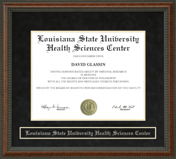 Louisiana State University Health Sciences Center Diploma Frame