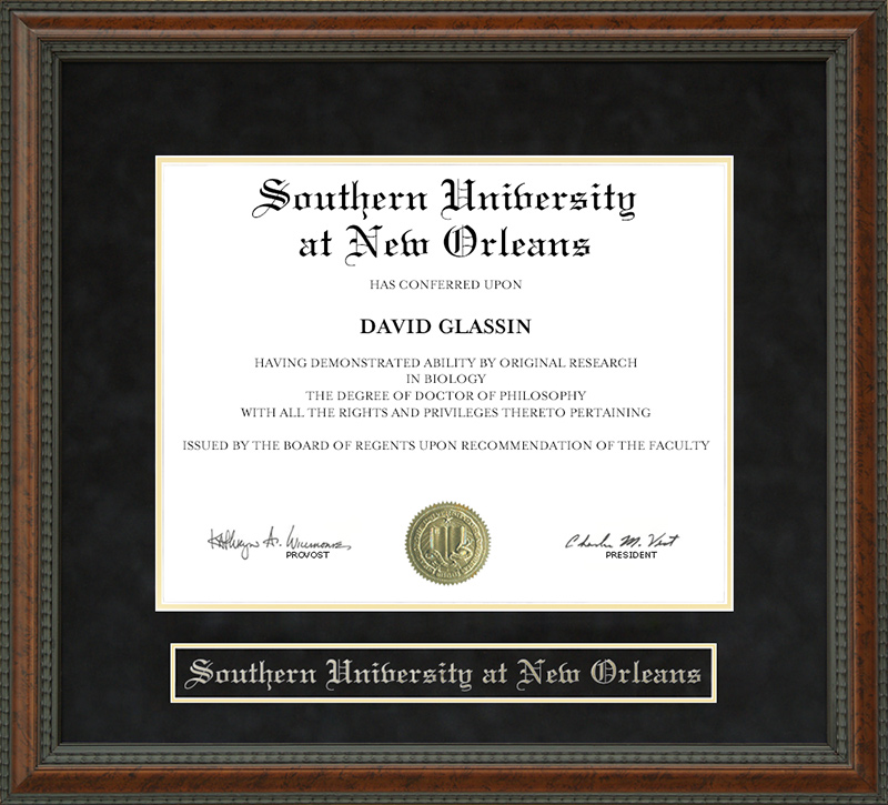 Southern University at New Orleans Diploma Frame