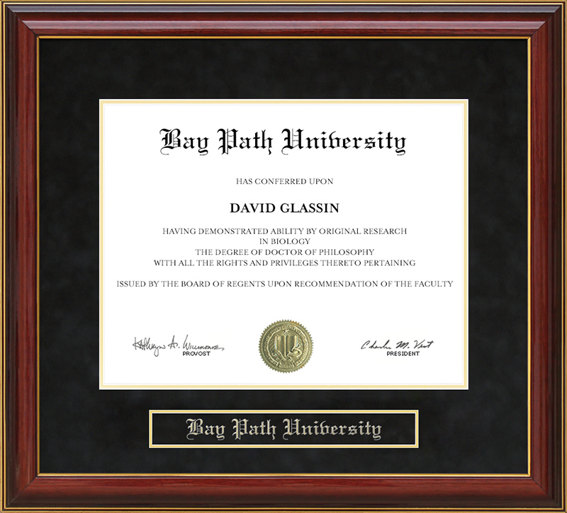 Bay Path University Mahogany Diploma Frame