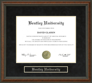 Bentley University Diploma Frame