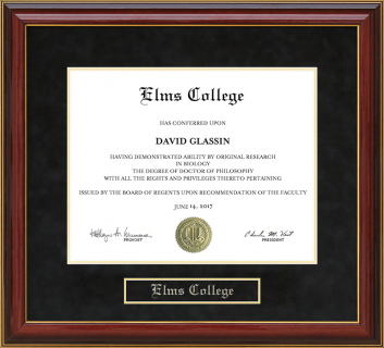 Elms College Mahogany Diploma Frame