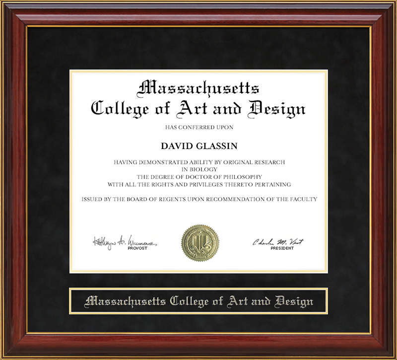 Massachusetts College of Art and Design Mahogany Diploma Frame