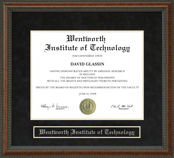 Wentworth Institute of Technology Diploma Frame