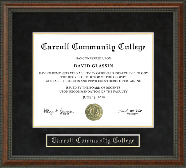 Carroll Community College Diploma Frame