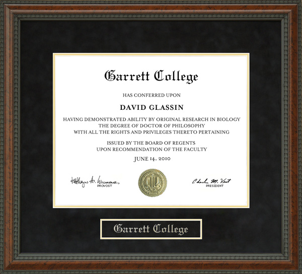 Garrett College Diploma Frame
