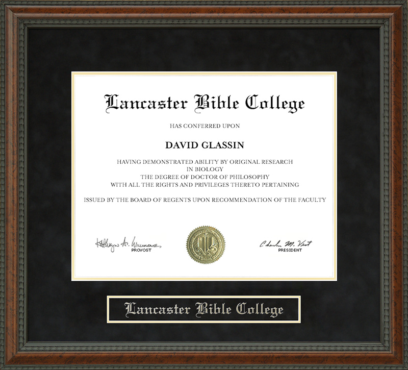 Lancaster Bible College Diploma Frame