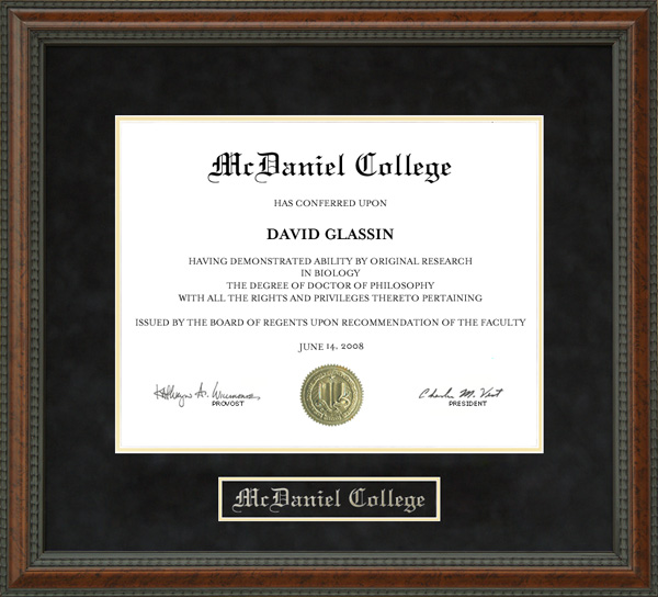 McDaniel College Diploma Frame