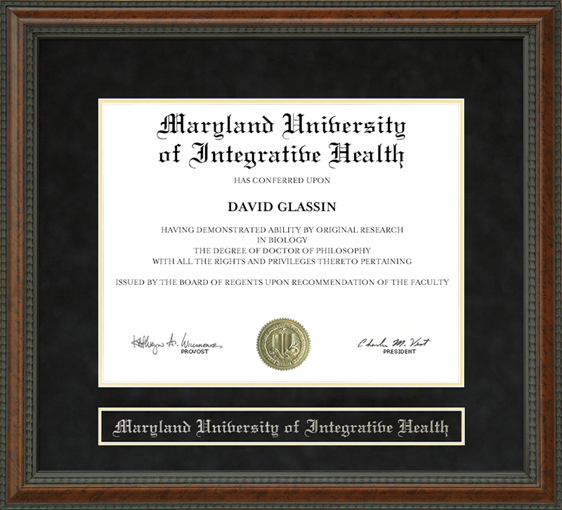 Maryland University of Integrative Health Diploma Frame