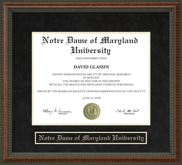 Notre Dame of Maryland University Diploma Frame