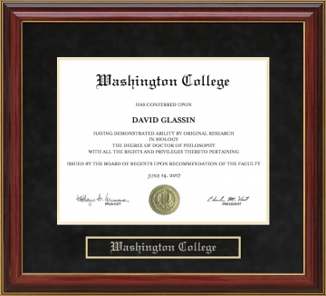 Washington College (WC) Mahogany Diploma Frame