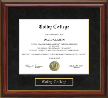 Colby College Mahogany Diploma Frame