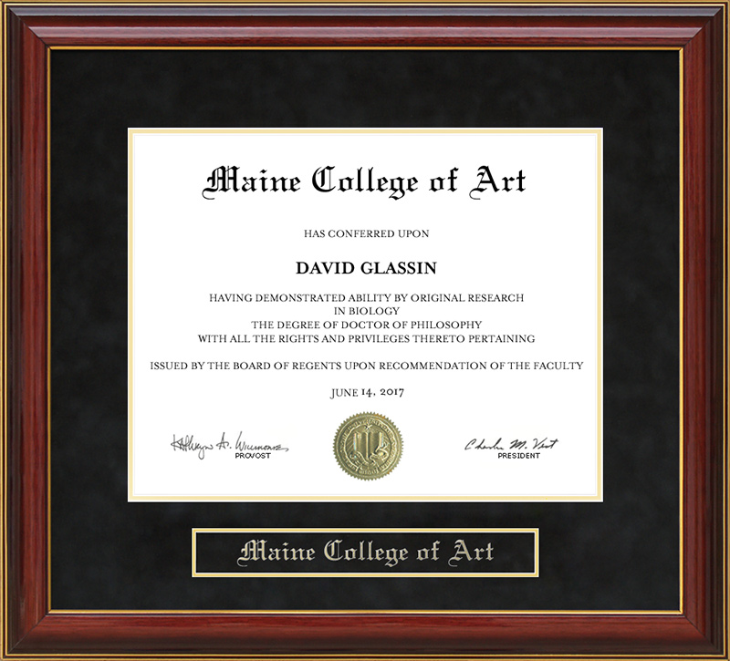 Maine College of Art (MECA) Mahogany Diploma Frame