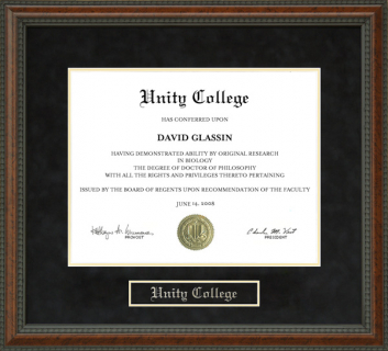 Unity College Diploma Frame