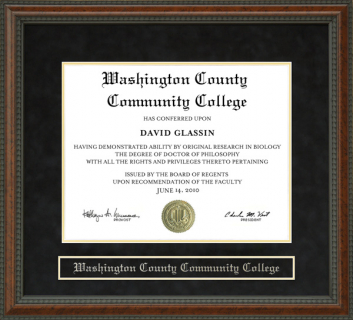 Washington County Community College (WCCC) Diploma Frame