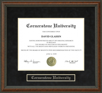 Cornerstone University Diploma Frame