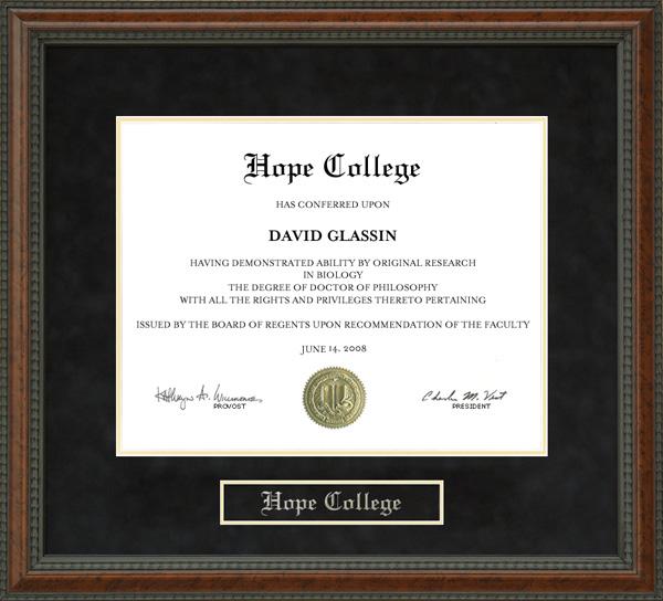 Hope College Diploma Frame