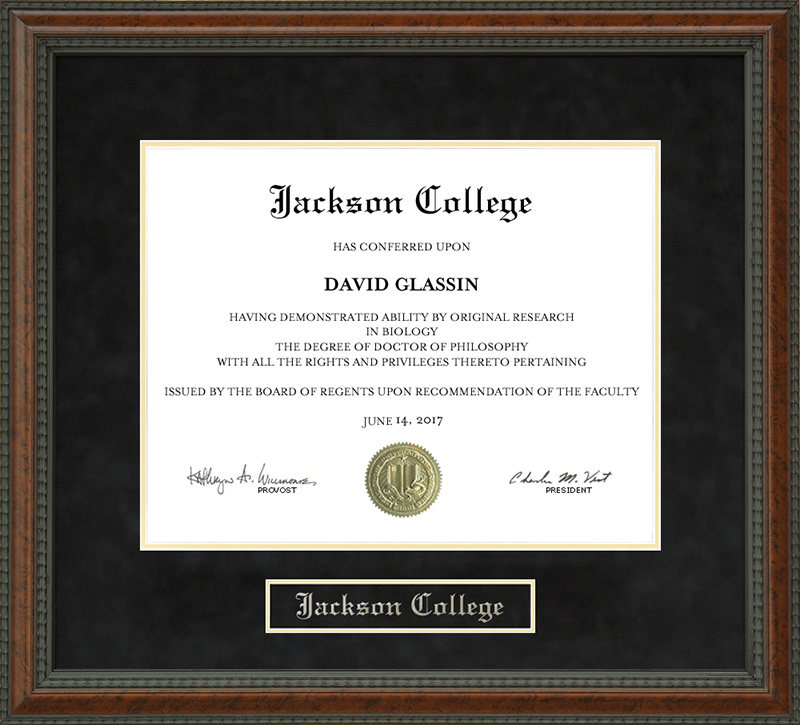 Jackson College Diploma Frame