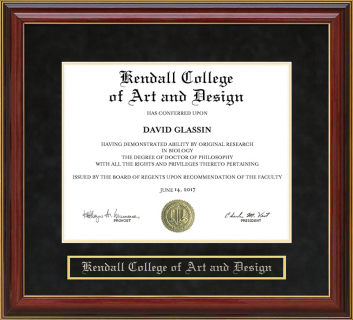 Kendall College of Art and Design (KCAD) Mahogany Diploma Frame