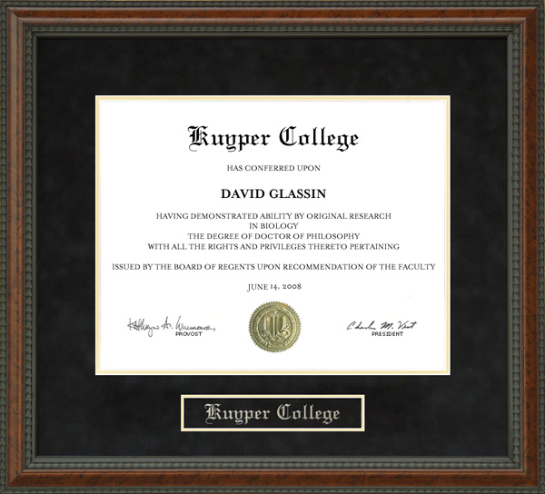Kuyper College Diploma Frame