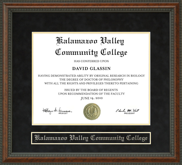 Kalamazoo Valley Community College (KVCC) Diploma Frame by Wordyisms