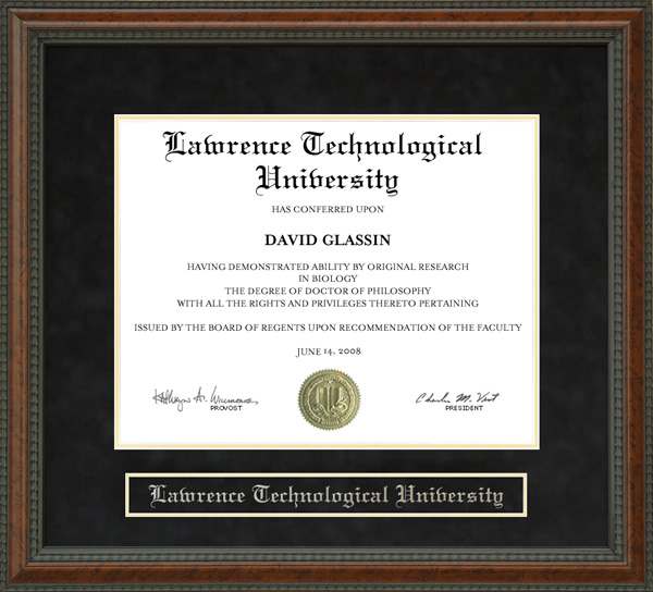 Lawrence Technological University Diploma Frame