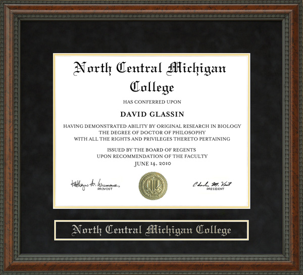 North Central Michigan College (NCMC) Diploma Frame