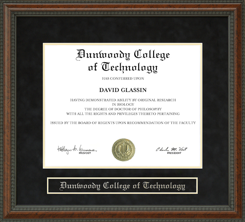 Dunwoody College of Technology Diploma Frame