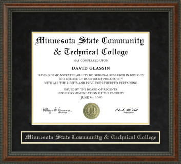 Minnesota State Community & Technical College (MSCTC) Diploma Frame