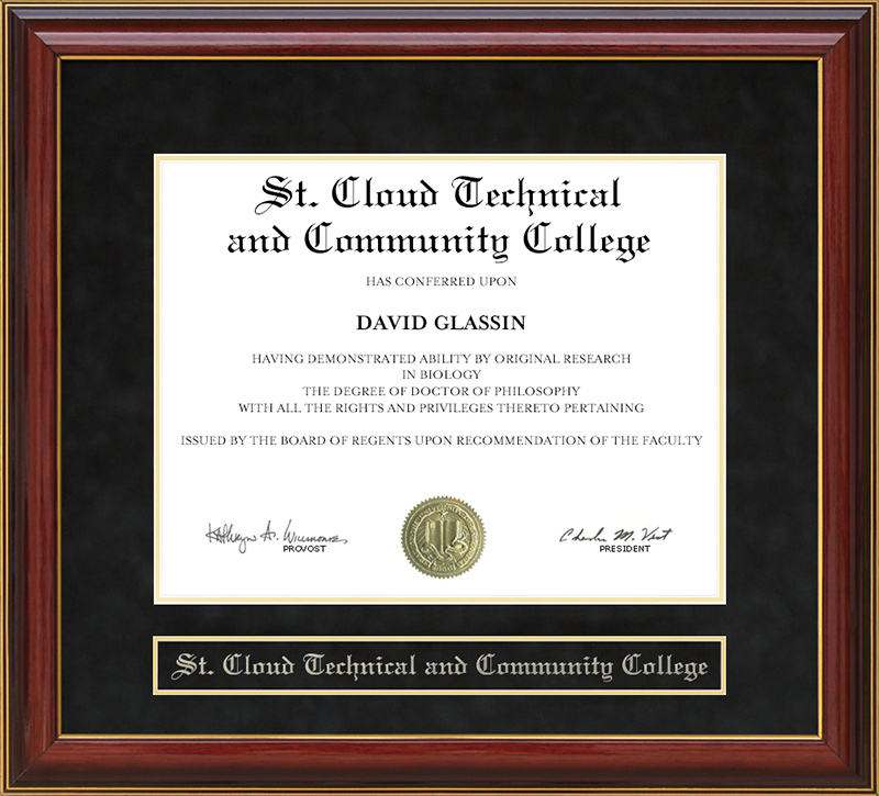 St. Cloud Technical and Community College Mahogany Diploma Frame
