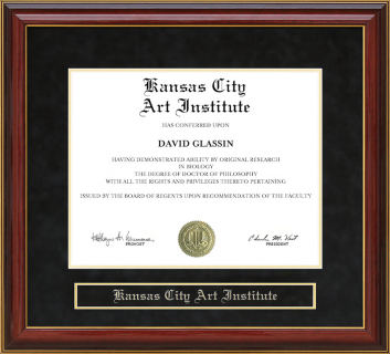 Kansas City Art Institute Mahogany Diploma Frame