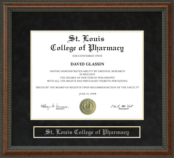 St. Louis College of Pharmacy (StLCoP) Diploma Frame