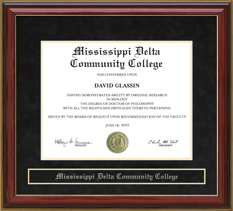 Mississippi Delta Community College Mahogany Diploma Frame